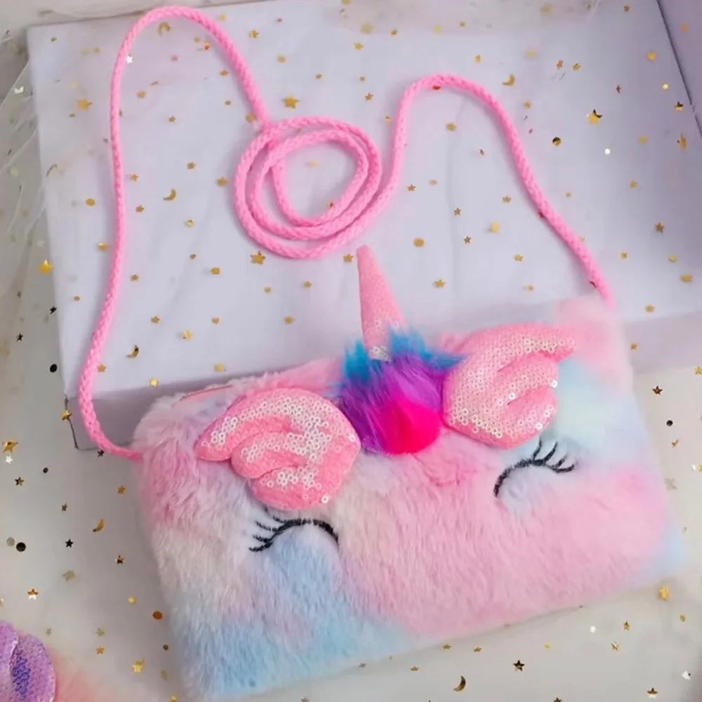 Girls sequin plush unicorn purse. New